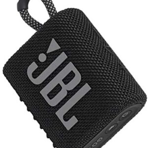 JBL GO 3 - Wireless Bluetooth portable speaker with integrated loop for travel with USB C charging cable, in black