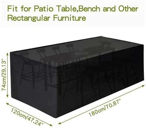 Garden Furniture Cover,GARPROVM 180X120X74cm Garden Table Cover 600D Heavy Duty Oxford Polyester Outdoor Patio Rectangular Cover Windproof,Waterproof&Anti-UV for Chair and Table Rattan Sofa Cover - Image 2
