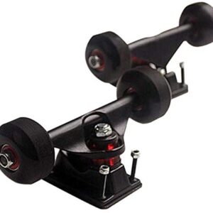 Dciustfhe 2 Sets Skate Board Wheels Aluminum Alloy Skateboard Trucks Rubber Four-Wheel Longboard Parts Cruiser,Black
