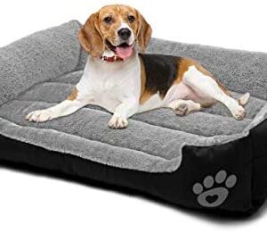 ZEEXIPDR Dog bed Cat bed Pet bed Super soft pet sofa bed, soft wool fleece PP cotton made into a pet bed, suitable for small medium dogs or cats XL:29.5 * 24.4 * 6.3Inch（Black）
