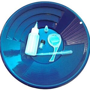 12" Blue 5pc Gold Pan Panning Kit Snuffer, Magnifier, Bubble & Vial