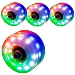 Aedcbaide Roller Skate Wheels, 4Pcs Luminous Skateboard Wheels, Double-Row Roller Skating, Low Noise Rotating Wear-Resistant, 58mmX 32mm Skating Wheels Replacements for Women Kids Beginner