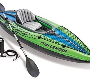 Intex Challenger Kayak, Man Inflatable Canoe with Aluminum Oars and Hand Pump