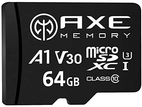 AXE MEMORY 64GB microSDXC Memory Card + SD Adapter with A1 App Performance, V30, UHS-I U3, 4K