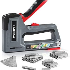 WORKPRO Heavy Duty Staple Gun Include 4000 pc Staples, 6-in-1, Manual Nail Gun/Brad Nailer, Adjustable Force, Stapler for Upholstery, Repair, Decoration, Carpentry, DIY