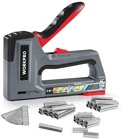 WORKPRO Heavy Duty Staple Gun Include 4000 pc Staples, 6-in-1, Manual Nail Gun/Brad Nailer, Adjustable Force, Stapler for Upholstery, Repair, Decoration, Carpentry, DIY