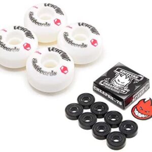 Venom Skateboards Logo White Skateboard Wheels & Spitfire Bearings Pack