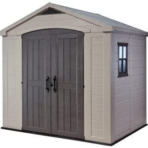 Keter Factor 8 x 6 ft Outdoor Storage Shed, Beige/Brown
