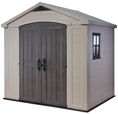 Keter Factor 8 x 6 ft Outdoor Storage Shed, Beige/Brown