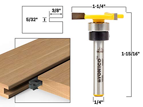 Yonico 14912q 5/32-Inch x 3/8-Inch Top Bearing Slot Cutter Router Bit 1/4-Inch Shank - Image 2