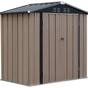 6x4 FT New Metal Garden Shed Garden Storage Outdoor Metal Utility Tool Storage with Lock for Tools (4X6')