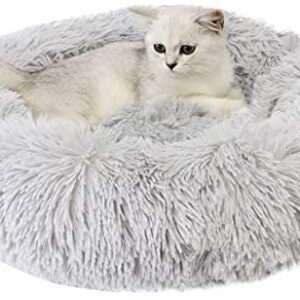 Fluffy Cat Beds for Kitten - Legendog Kitty Bed for Indoor Cats Comfortable Round Cushion - Sleep Calm Pad Cute Soft Cuddle Pet Bed Machine Washable Anti Slip for Cat Puppy
