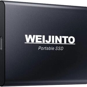 WEIJINTO Portable SSD 2TB External Solid State Drive 2000GB Type-C USB 3.1 High-Speed External SSD Hard Drive Reliable for Gaming, Students, Professionals (2TB, Black)