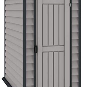 Duramax EverMore 6 x 4 Plastic Garden Storage Shed, Adobe & Grey, Fire Retardant & All-Weather Outdoor Storage Solution, Includes Plastic Floor, Strong Structure & Maintenance-Free Vinyl Shed
