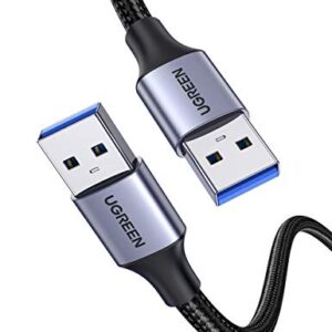 UGREEN USB to USB Cable A Male to A Male 3.0 Data Transfer 5Gbps Braided USB A Lead Compatible with External Hard Drive, Game Consoles, Blu-ray, Printer, Camera, Modem, NAS/WD Drive, Fan Cooler (0.5M)