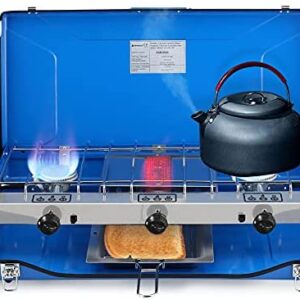 Camplux JK-5330 3 Burners Camping Stove, Portable Gas Stove 4.5KW, Windproof Travel Gas Cooker Burners for Outdoor, Runs on Butane/Propane Gas