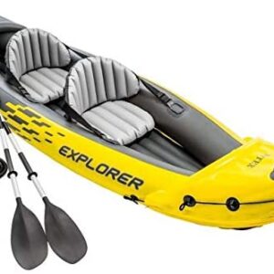 Intex Explorer K2 Yellow 2 Person Inflatable Kayak with Aluminum Oars & Air Pump