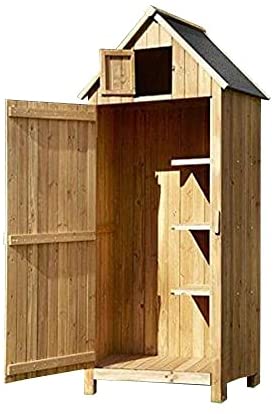 AIRWAVE Outdoor Bideford Garden Wooden Storage Cabinet/Tool Shed H179 x W77 X D54cm (Natural) - Image 9