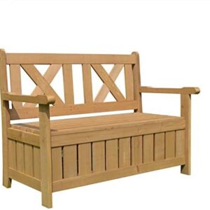 AIRWAVE Darcy Wooden 2 Seater Outdoor Garden Bench with Built In Storage Seat, Treated Fir Wood, Natural Warm Wood Effect
