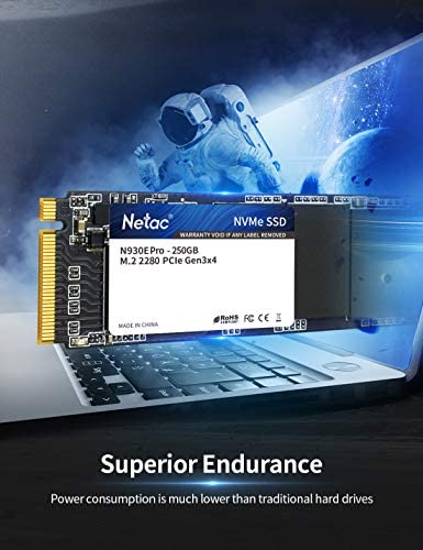 Netac Internal NVMe SSD 250GB, M.2 2280 PCIe, Gaming Internal Solid State Drive, 3D NAND Flash, for Game Loading, Office, Video Clip and Design - Image 2