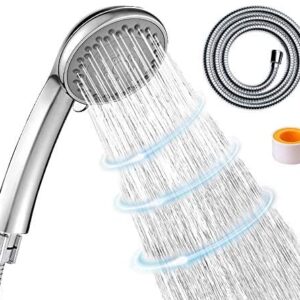 Shower Head,CUCM High Pressure 4 Spray Settings with Hose Adjustable Massage Spa Hand Held Showerhead with 1.5M Hose,Chrome