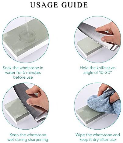Kalolary Whetstone Knife Sharpening Stone 1000/4000 Grits, Dual Sided Kitchen Knife Sharpener Wet Water Stone for Kitchen, Hunting, Pocket Knives,Blades - Image 3