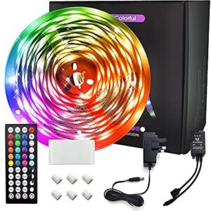 LED Strip Lights 10M, Music Sync RGB LED Strip Lighting for Bedroom Color Changing SMD 5050 Rope Strip Lights for Home, Desk, Dorm, Cabinet, TVs, Kitchen, Party(44 Keys Remote+ Mic Control)