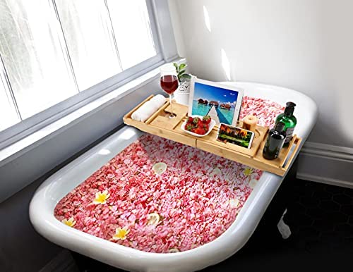 Bath Tray with Ipad Holder - Bath Rack with Adjustable and Expandable Feature – Bath Tub Caddy with Soap Holder & Pumice Stone – Bath & Bed Board for Books, Candle and Glass Laptop, Phone Holder - Image 9