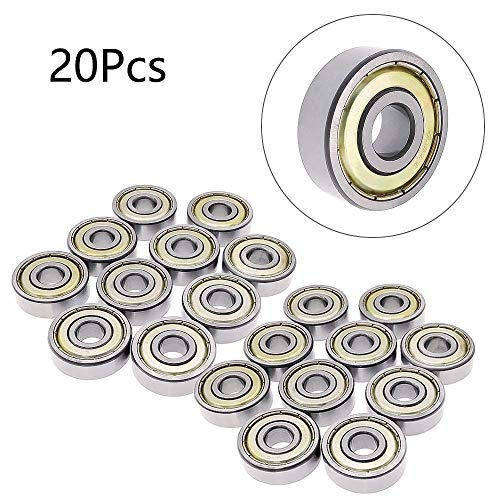 DELSEN 20 Pcs 608 ZZ Ball Bearings Carbon Steel Skateboard Bearings Sealed Radial Miniature Deep Groove Ball Bearing for Longboar, Kick Scooter Roller Skates - Image 2