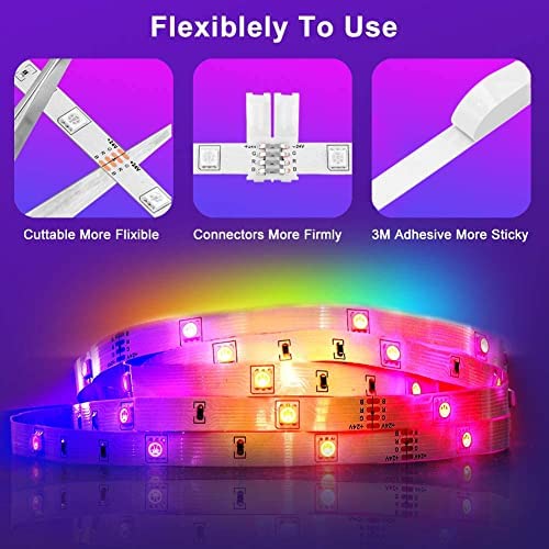 LED Strip Lights with Remote 5M,Romwish Flexible Color Changing Led Lights for Bedroom, 5050 RGB Led Tape Lights with 44key IR Remote, 24V Power Supply RGB Led Light for Room, Bar, TV, Kitchen, Party - Image 7