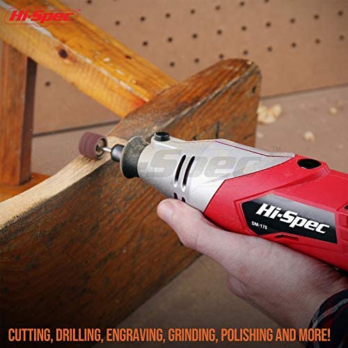 Hi-Spec 121 Piece 170W 1.4A Corded Rotary Power Tool Kit Set with Dremel Compatible Bit Accessories. Drill, Cut, Trim, Grind & Sand in DIY Repairs, Hobbies & Craftwork - Image 5