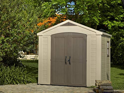 Keter Factor 8 x 6 ft Outdoor Storage Shed, Beige/Brown - Image 3