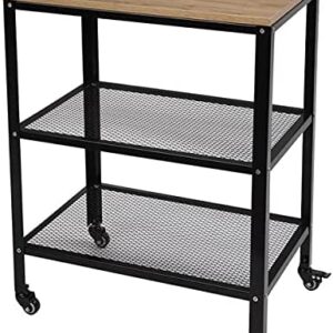 Kitchen Island with Storage, 3 Tier Rolling Kitchen Trolley Utility Cart, Standing Bakers Rack Storage Shelving Unit on Wheels for Living Room Grey 60 x 40 x 78cm