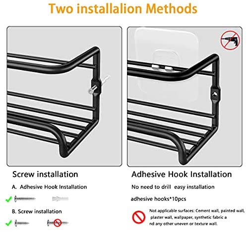 BAORELST Spice racks Organizer 4 Tier Wall Mounted Condiment Holder With Adhesive Sticker and Screws for Kitchen Condiments & Inside Cupboard Spice Organizer Tidy (Black) - Image 3