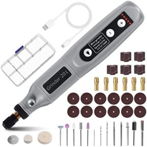 Cordless Mini Rotary Tool Set - 50Pcs Accessories 3.7V 5 Speed 3000rpm to 15000rpm Rotary Tool Kit USB Rechargeable with Light Mini Electric Grinder for DIY Work Engraving Grinding Polishing