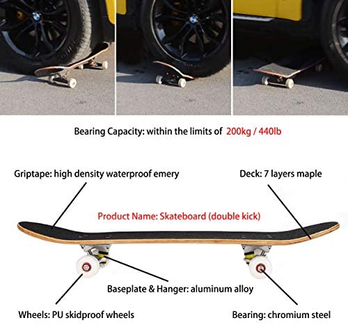 Seasonland Skateboard 7 Layers Decks 31"x8" Pro Complete Skate Board Maple Wood Longboards for Teens Adults Beginners Girls Boys Kids - Image 4