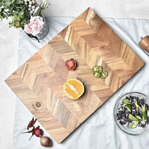 Bill F Since 1983 Chopping Board，New Acacia Wood Kitchen Cutting Board with Special End-Grain，Professional Grade Large Wooden Chopping Board 46 X 33 X 2.5 cm