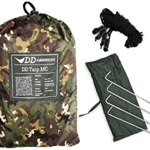 DD Hammocks - DD Tarp 3.5 x 3.5 MC - Waterproof Camouflage Camping Tarp For Lightweight Hammock Camping And Bushcraft Shelters