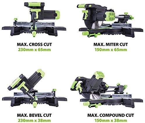 Evolution Power Tools F255SMS Sliding Mitre Saw with Multi-Material Cutting, 45 Degree Bevel, 50 Degree Mitre, 300 mm Slide, 1600 W, 230 V - Image 4