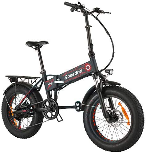 Speedrid Ebikes for Adults, 20’’4.0 Fat Tire Electric Bike, e bike Electric Folding Bikes with 250W Motor and 48V 10Ah Lithium-ION Battery, Electric Bike City/Mountain/Beach/Snow Bikes.