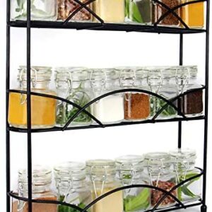 Herb & Spice Rack 3 Tier in Black | Free Standing Non-Slip Organiser | Modern Design Kitchen & Pantry Storage Solution | Up to 18 Spice Jars | M&W