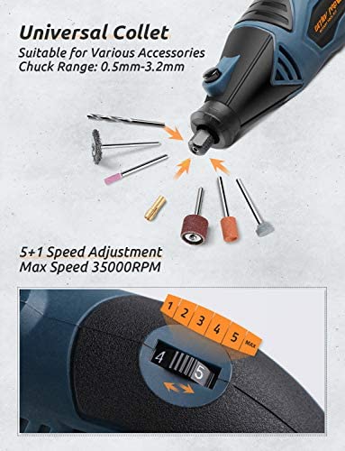 Rotary Tool Detlev Pro 170W Rotary Multi Tool Kit with Flex Shaft and 153 Accessories, Variable Speed 35000rpm Max, Combitool for DIY Craft Projects - Image 4