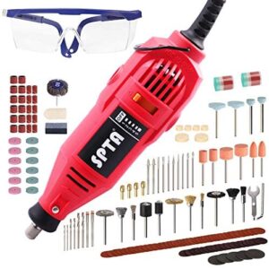 Rotary Tools, SPTA 230V 130W Variable Speed Electric Rotary Tool, Black Mini Drill with Safety Glasses and 150Pcs Accessories, for Cutting, Engraving, Grinding, Sanding