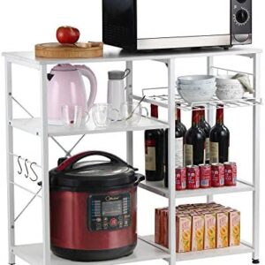 GRANDMA SHARK Kitchen Baker's Rack, Utility Microwave Oven Stand Utility Workstation Shelf, Multifunctional Storage for Oven, Spices, Tableware (White, 90 × 40 × 83 cm)