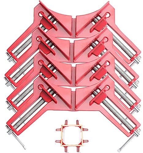 Litensh 4pcs 90 Degree Right Angle Clamp, Wood Working Clamps Set DIY Hand Tools Corner Clamps Adjustable Wood Vice Miter Clamp for Picture Photo Frame Glass