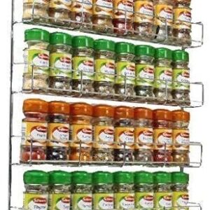 Neo® 32pc Chrome 4 Tier Spice Rack Jar Holder for Wall or Kitchen Cupboard