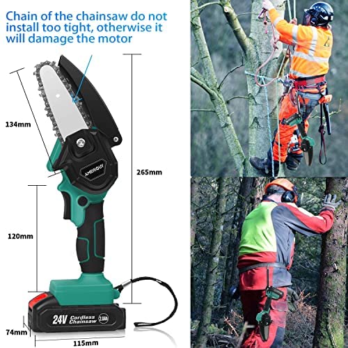 24V Cordless Mini Chainsaw 2Pcs Batteries, AMERIGUY 4 Inch Electric Power Chain Saw, One-Hand Operated Portable Wood Saw for Farming Tree Limbs, Garden Pruning, Bonsai Trunk, and Firewood - Image 5
