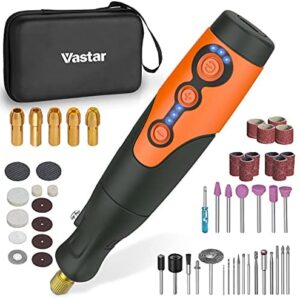 Vastar Rotary Tool Cordless, with 51 Pcs Accessories, 3.7V Rotary Tool Kit Potable Grinder, Rotary Multi Tool Kit with LED Light, Varible Speed 6000-21000 RPM for Craft, DIY, Father's Day Gift