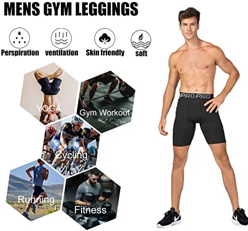 YUSHOW Compression Shorts Mens 3 Pack Sports Anti-Chafing Underwear Base Layer Shorts Quick Dry Running Shorts with Phone Pockets Cycling Tights for Workout Athletic Rugby Short Protect Leg Skin - Image 5
