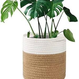 20cm Plant Pot with Liner, Cotton Indoor Planter Woven Storage Basket for Indoor Plants Flower Pot and Home Decoration (20cm X 20cm)